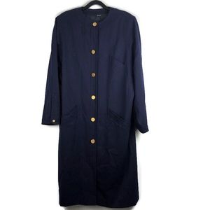 Vintage Jocardi Size 8 Blue Wool Long Coat